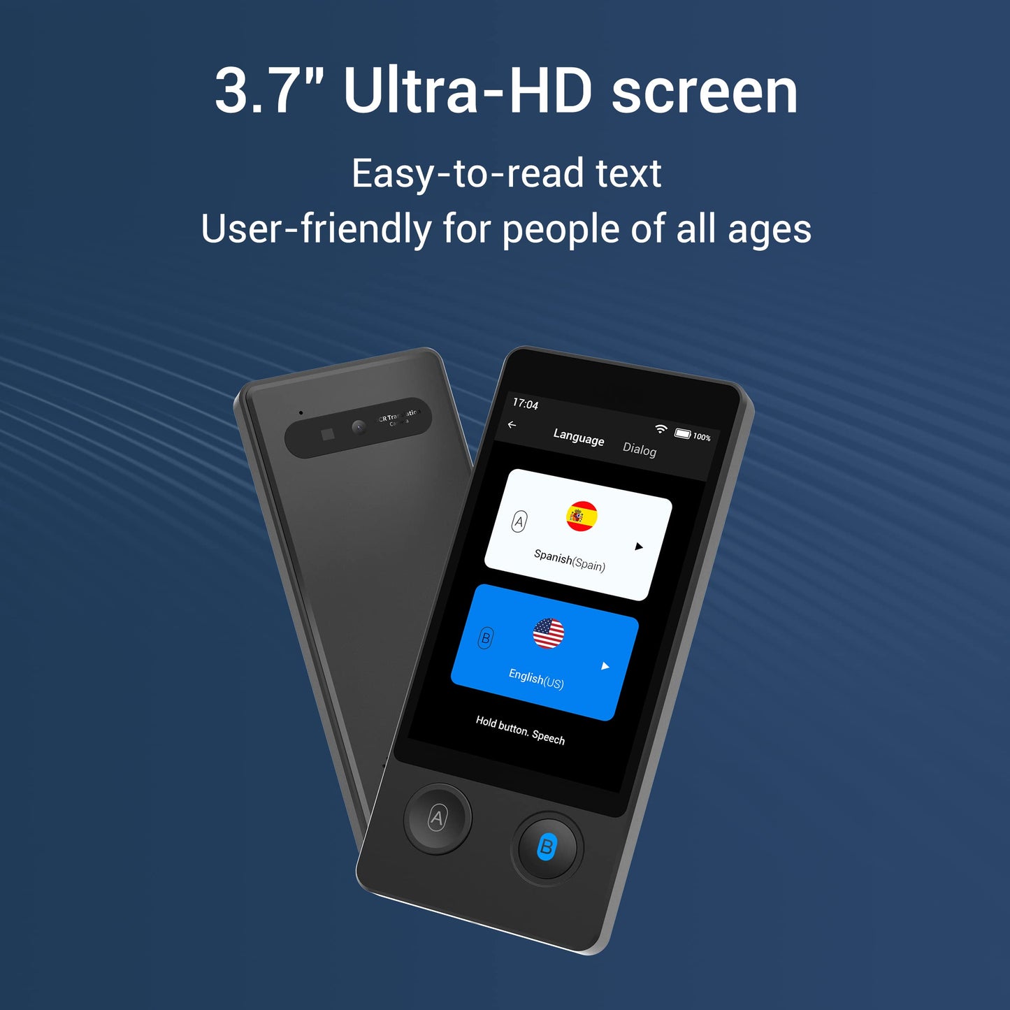 ANFIER Offline Language Translator [Latest AI Language Translator - W12] 144 languages and accents with 3.7-inch touchscreen Instant two-way translation