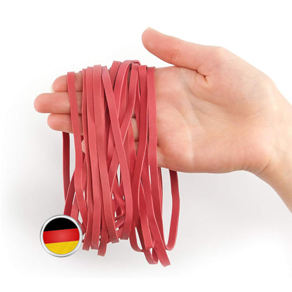 100 large rubber bands - 5mm wide, elastic & strong - made from natural rubber - reusable & durable - rubber rings for household, office & garden.