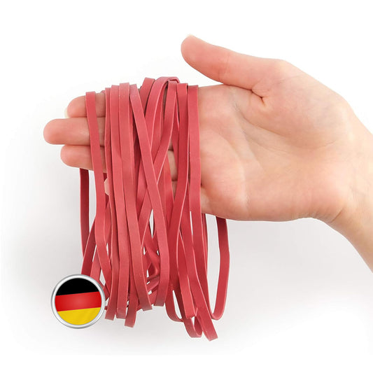 100 large rubber bands - 5mm wide, elastic & strong - made from natural rubber - reusable & durable - rubber rings for household, office & garden.