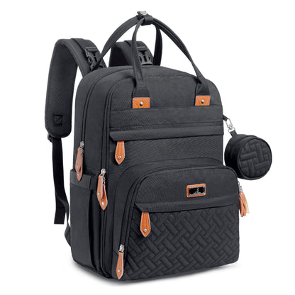 BabbleRoo Diaper Bag Backpack - Large Capacity, 17 Pockets, Water Resistant - with Changing Pad, Removable Pacifier Holder, Stroller Straps - Travel Backpack for Mom & Dad