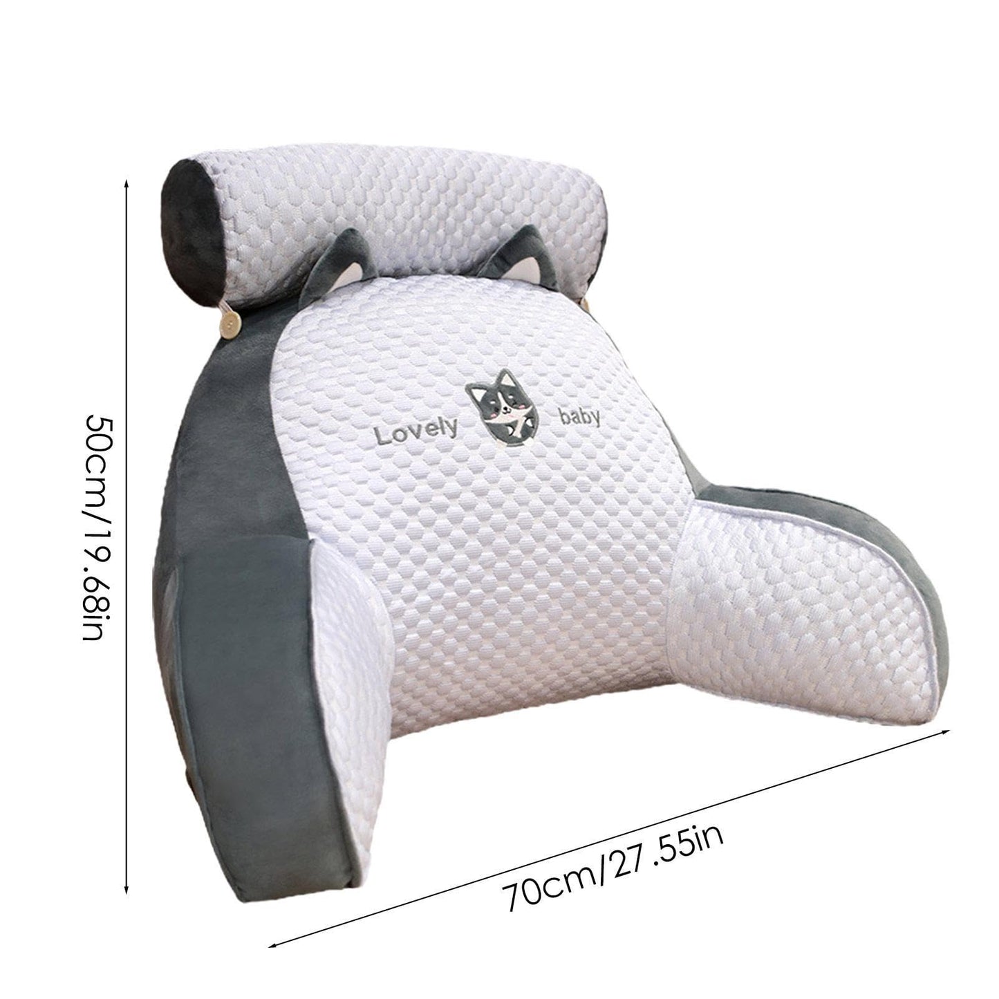 Cute reading pillow with armrests, perfect for bed and sofa. Bed chair backrest pillow with armrests and back support. Great gifts for husband and boyfriend.