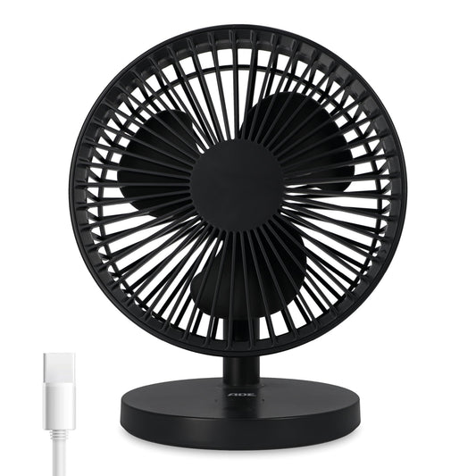 ADE Fan very quiet | USB desk fan 3 speeds | battery up to 7.5h runtime | 2,000 mAh | 90° tilt angle | light and flexible | anthracite.