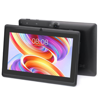 TopLuck 7-inch Android tablet with dual cameras, Wi-Fi, Bluetooth, GPS, in black.
