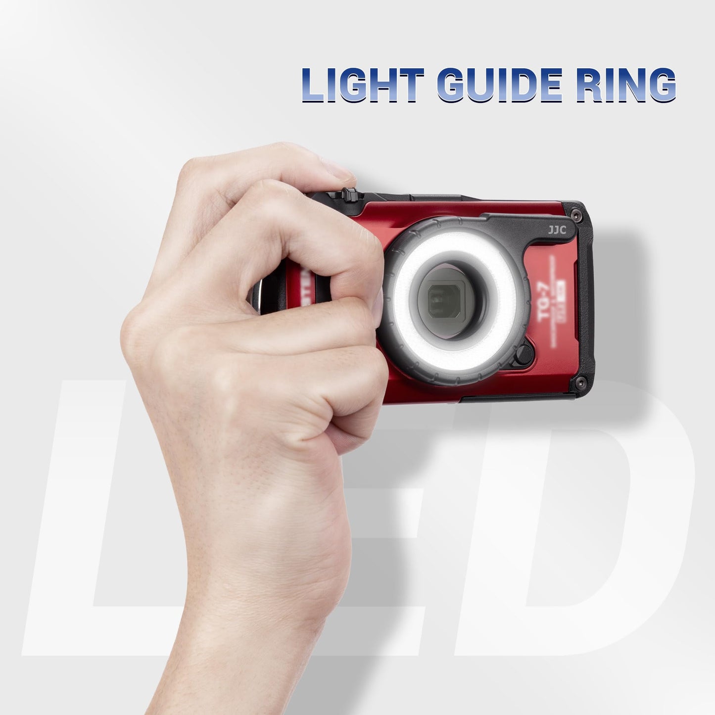 JJC Macro LED Light Guide Ring for Olympus Tough TG-7 TG-6 TG-5 TG-4 TG-3 TG-2 TG-1 TG7 TG6 TG5 cameras, TG series camera dedicated LED light guide attachment ring lighting macro photography accessory