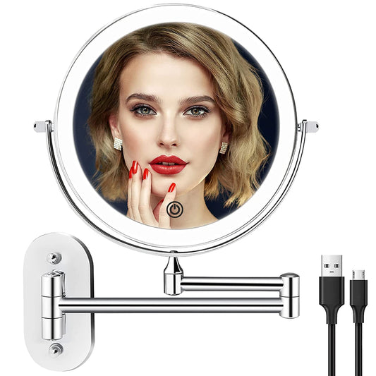 FASCINATE Anti-Fog Shower Mirror, 3 adjustable light colors Makeup Mirror with Razor Holder Fogless Shower Mirror (Chrome)