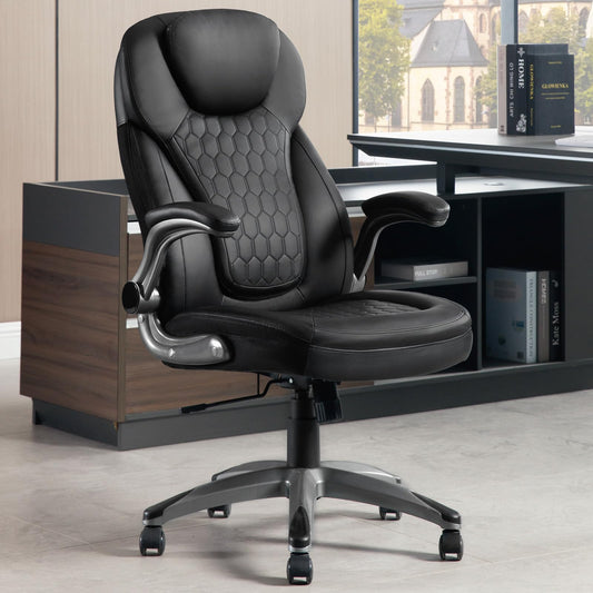 WOLTU office chair 440lbs, ergonomic desk chair, executive chair with headrest and armrests, height adjustable office chair for office conference room, faux leather, black.