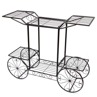 Flower staircase 2 levels, Made of metal, Plant stand for indoor and outdoor use, Dimensions: approx. 67x79x25 cm (Black)