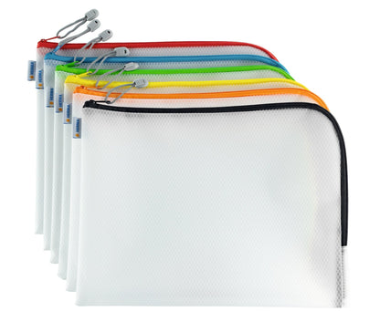 HERMA A4 zipper document bag set, 10 pieces, large waterproof zip bag, lockable plastic document folder with zipper, semi-transparent, 36 x 28 cm.