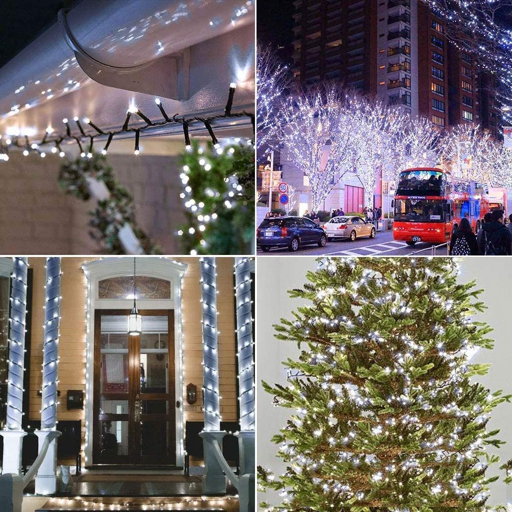 BrizLabs Christmas Decoration Lights Outdoor, 50M 500 LED Christmas Lights Indoor Powered by Plug-in 8 Modes Waterproof Outdoor String Lights for Party Christmas Bedroom Garden Balcony, Cool White