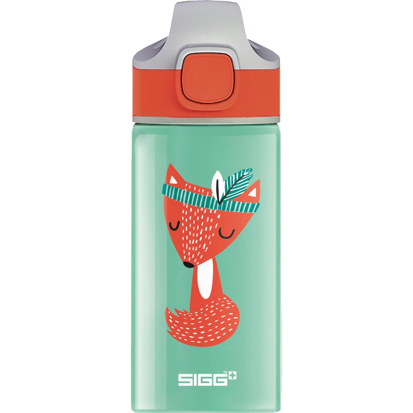 SIGG - Aluminum Kids Water Bottle - Miracle Peaceful - With Straw - Leakproof - Lightweight - BPA-free - Climate Neutral Certified - School & Sports - Water Green & Orange with Fox - 0.4L