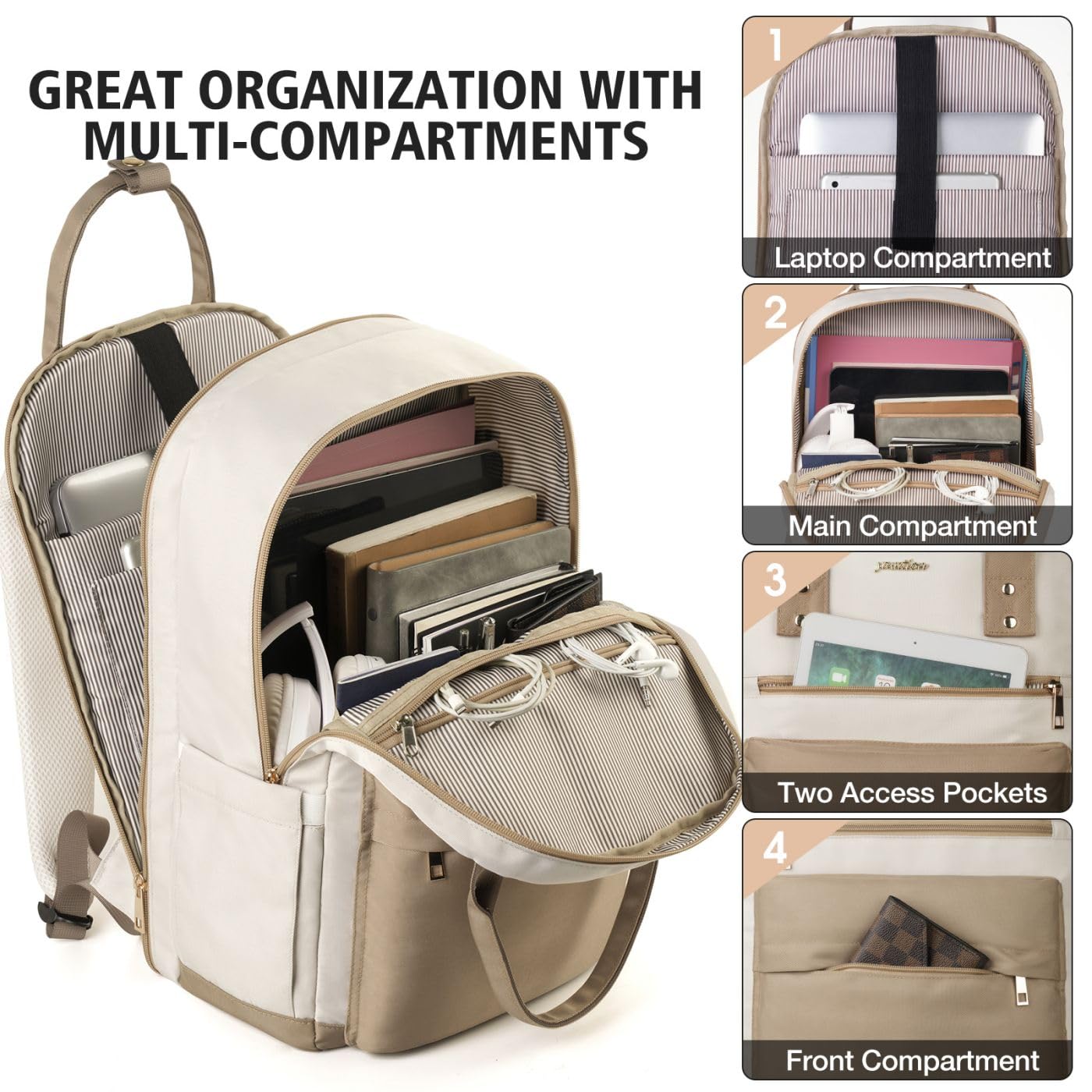 YAMTION Backpack Laptop Women 17.3 Inch, School Backpack Girls Teenager School Bag Women for School Uni Travel Study, Laptop Backpack Gifts for Educators Teachers Business