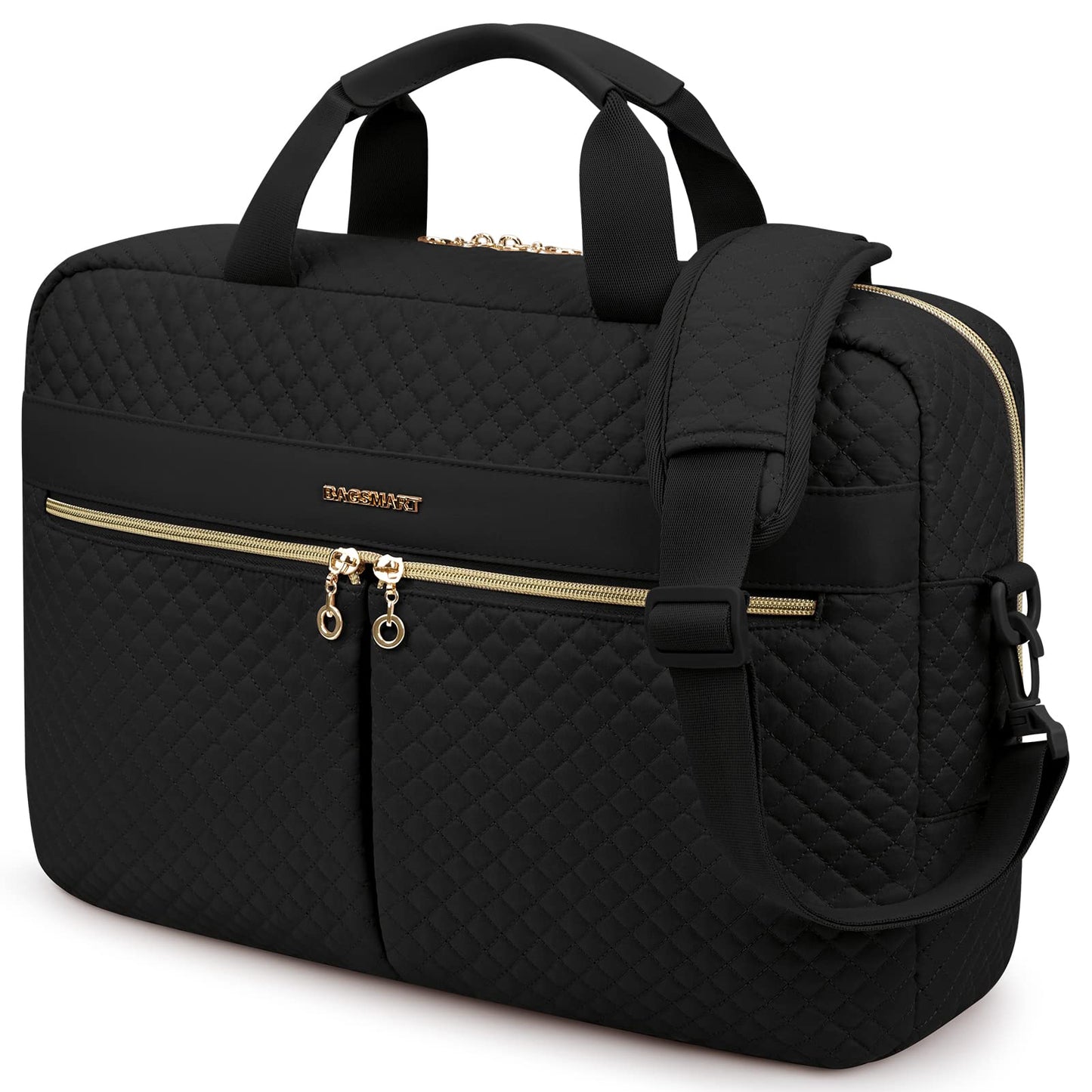 bagsmart Laptop Bag, 17.3-inch briefcase for women, large laptop bag, computer bag, office, travel, business, black