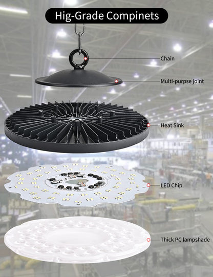 Guidance LED UFO Industrial Lamp, 100W LED High Bay Light Super Bright 10000LM Warehouse Lighting Led, IP65 Waterproof 6000-6500K Cool White LED Workshop Lighting for Garage Factory (1pcs, 100W)