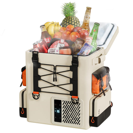 LiTHELi FrozenPack electric cooler box 20V compressor cooler 20L, 12/24V DC 100/240V AC backpack fridge for camping, traveling, RV, quick cooling in 15 minutes (Without battery)