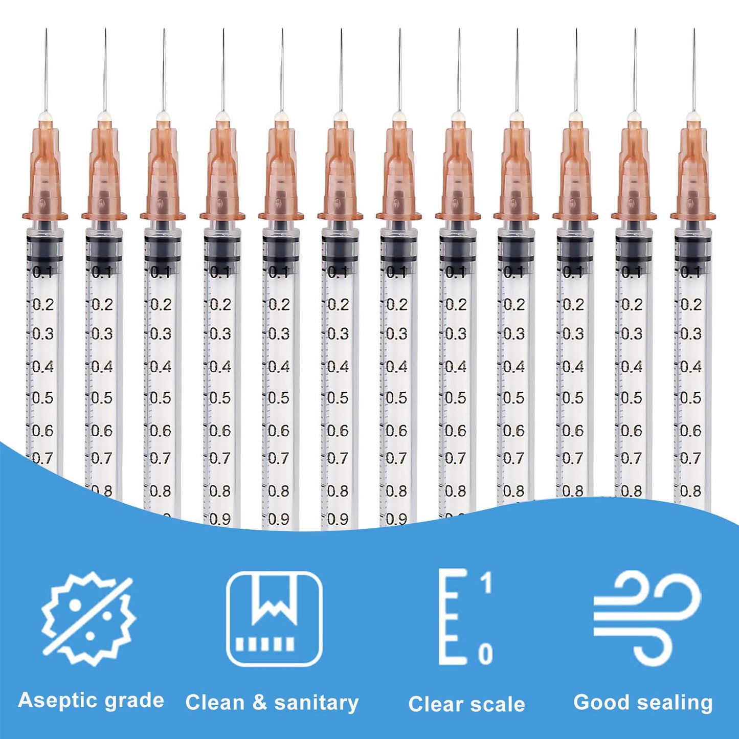 100 pieces syringe, Vegena 1 ml syringe set plastic tube syringes with needle disposable syringes small dose syringe liquid syringe individually sealed packaging disposable syringes.
