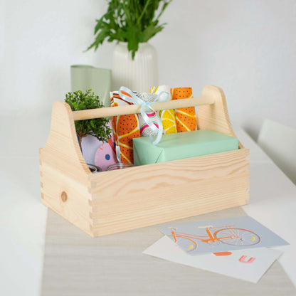 LAUBLUST Wooden Tool Box - Tool Case with Handle - Natural, 34 x 18 x 20 cm | Empty Toolbox - Men's Handbag | Gift Basket for Filling - FSC®