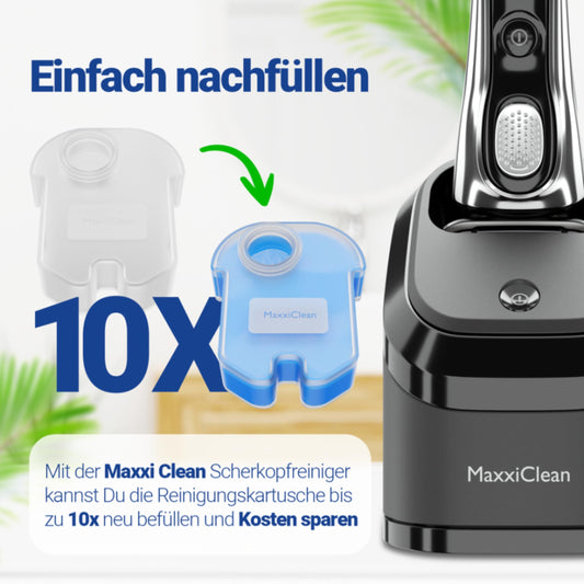 Maxxi Clean | 3x 750 ml Refill Liquid Shaver Head Cleaner for Cleaning Cartridge | Razor Cleaning Liquid compatible with Braun Cleaning Station | Cleaning Spray with Aloe Vera Scent