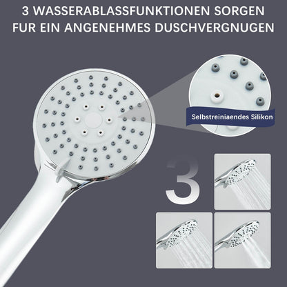 Hevenaov shower system without faucet in chrome, rain shower head without faucet, stainless steel shower set without faucet, 20 cm round rain shower.