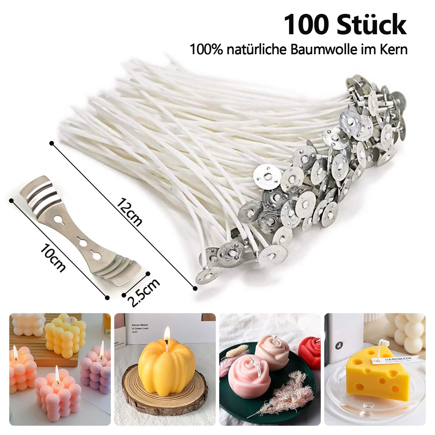JILERWEAR Silicone Mold 6 Pack Candle Making Kit with Candle Wicks and Wax Melting Pot, for making scented candles, use as home decor.