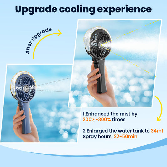 HandFan Handheld Electric Fan Desk USB Portable Fan 3 Speed Handheld Fans Fold Battery Operated for Outdoor/Playroom/Camping (Black)