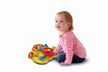 Vtech Baby Funny Driving School - children's toy with 3 game modes, colorful buttons, and music - for children aged 12-36 months.