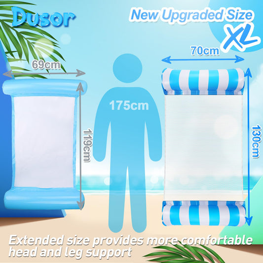 Dusor inflatable pool accessories set 2 pieces, XL inflatable water hammock, inflatable pool toy water hammock 4 in 1, adult pool float, water toy for adults and kids