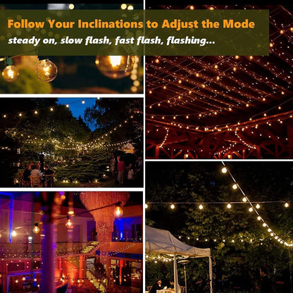 Bomcosy outdoor solar cell light string, 24m LED, outdoor, light chain, solar lamp, IP45, waterproof, bulb light string, garden, 4 modes for patio, party, outdoor.