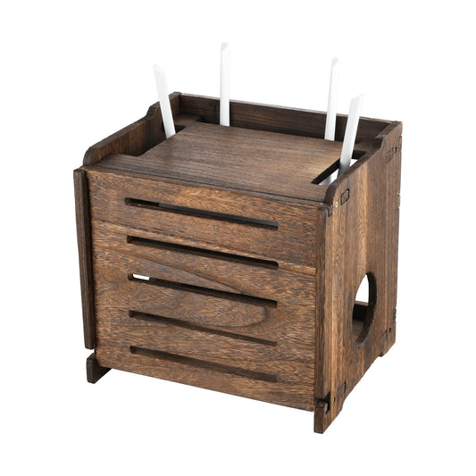 BEARUT Wireless WiFi Router Modem wooden shelf power strip and cable management box wooden storage box office desktop cable organizer box cable management box shelves made of wood