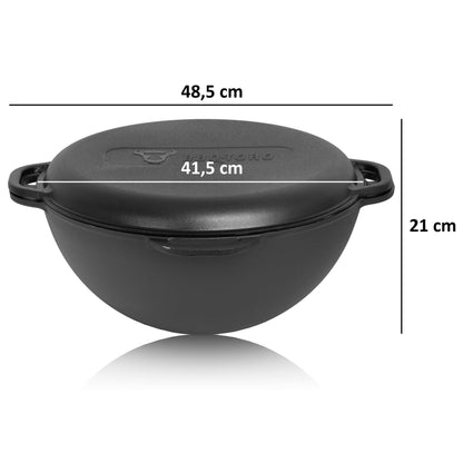 BBQ-Toro cast iron kazan 16 liters with kazan oven Ø 40 cm | XXL cast iron pot with lid, cast iron pot | goulash kettle, fire kettle, outdoor oven | fire stove, one-pot oven, fire pit, utschak