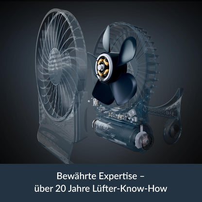 ARCTIC Summair 2Go - Rechargeable handheld fan with stand, infinitely adjustable, 4-77h runtime, USB-C connection (incl. USB-A cable) - Blue