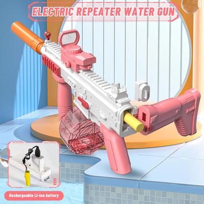 Electric water gun Very powerful water machine gun with rechargeable battery Squirt Gun Water Toy up to 20ft, Outdoor Water Gun shooting game for adults and kids (Pink)