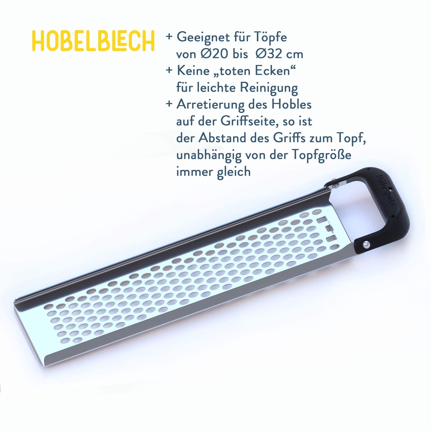 Rührspatz® patented in the Allgäu region: Stainless steel spätzle maker with stirring function, extra large dough container, cooks spätzle 4x faster! No more messy stovetop with stop function [Pot diameter up to 32 cm].