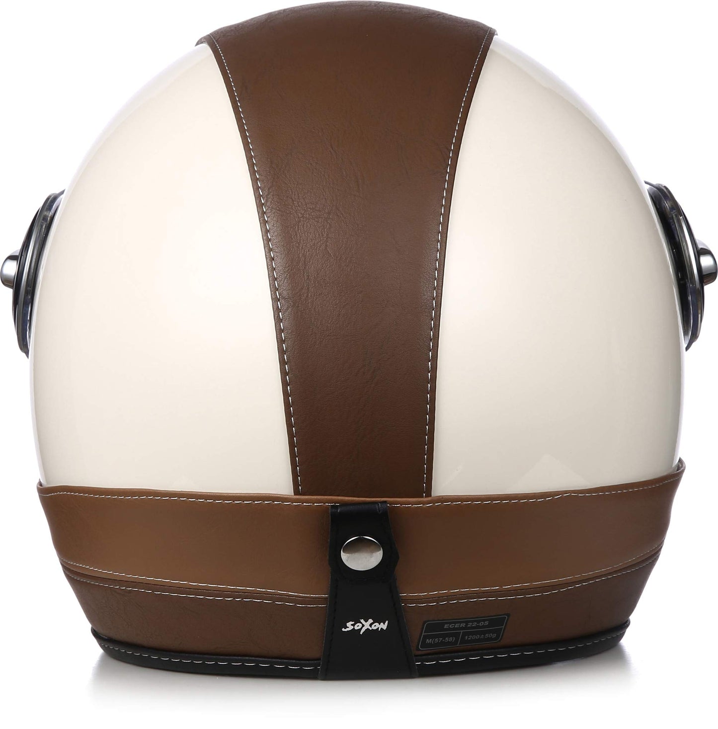 SOXON® SP-888 Pro "Urban Cream" · Jet helmet · Motorcycle helmet Scooter helmet Scooter helmet Moped helmet Chopper · ECE 22.05 Sun visor Leather design Quick release SlimShell bag XL (61-62cm)