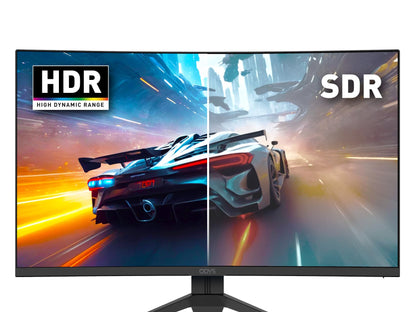 ODYS Q27 PRO-X - Curved Gaming Monitor 27 inch (69 cm), 180 Hz, WQHD (2,560x1,440 px), 1ms response time (MPRT), HDR, 1500R, FreeSync/G-Sync compatible, Eye Care, HDMI, Display Port, 3.5mm Audio