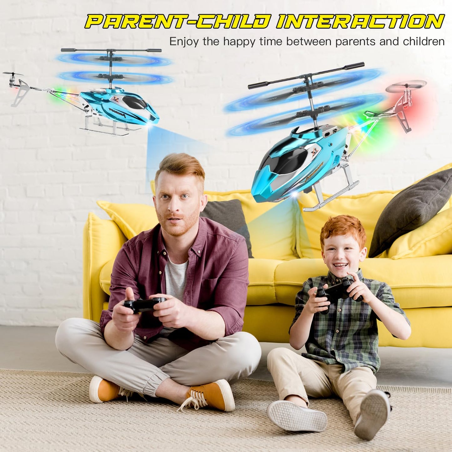 TERRAMUS RC Helicopter- 2.4G Remote Control Helicopter Indoor RC Toy with LED Light & 3.5 Channels & Gyro Mini Helicopter Positioned Height Aircraft Gift Kids Boys