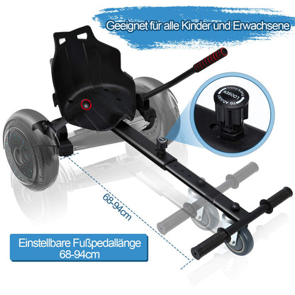 EINFEBEN Hoverboard Seat, Kart Extension for 6.5-10 inch Hoverboards, Seat Scooter for 2 Wheel Balancing, Scooter Adjustable Karting Bracket suitable for Adults and Children.