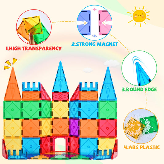 NAETANY Magnetic Building Blocks, Magnetic Toys for Kids, Magnet Construction Set for Boys and Girls, Montessori Learning Toys for Ages 3-8, Educational Gifts.