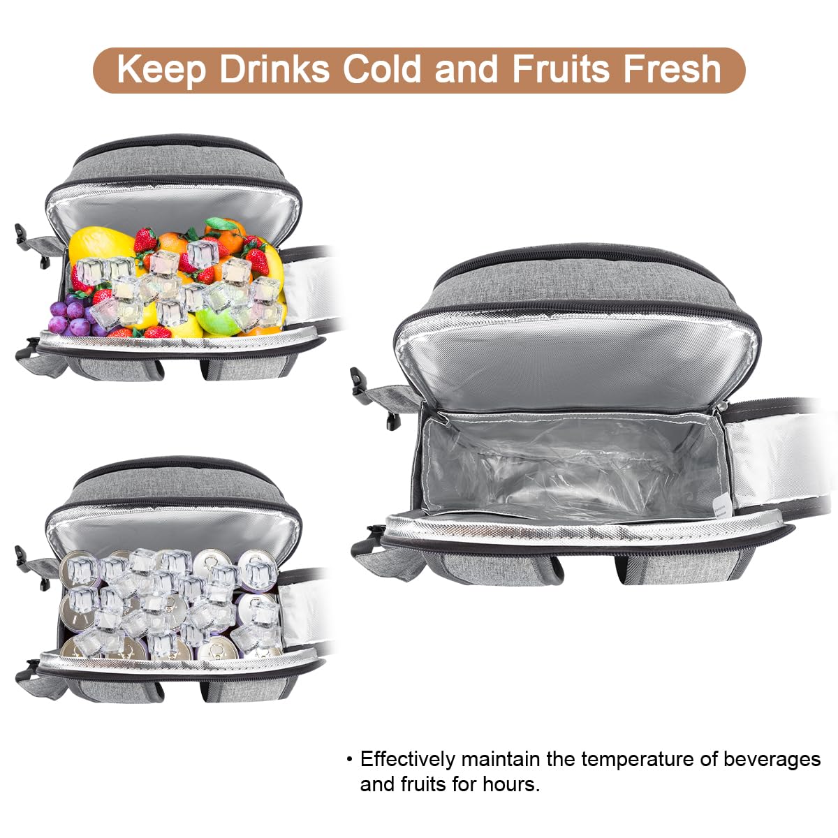 Sunflora Picnic Backpack Set for 4 with Insulated Cooling and Blanket, Picnic Basket for 4 People for Camping Outdoor (Gray)