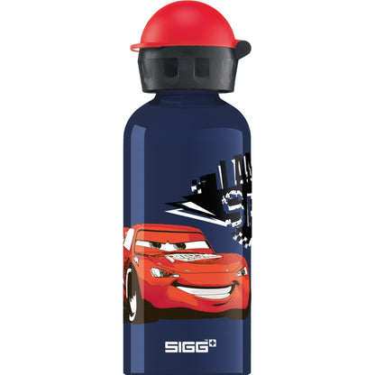 SIGG Cars Speed Kids Water Bottle (0.4 L), non-toxic with leak-proof lid, stylish aluminum water bottle.