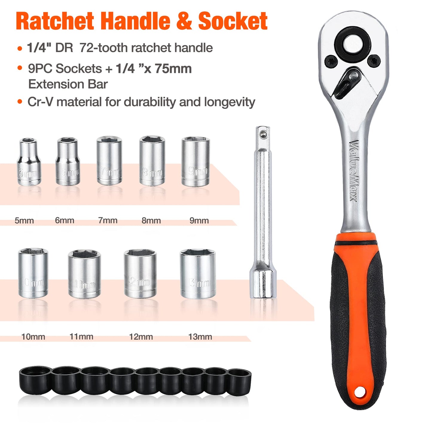 ValueMax 219-piece tool set, tool bag included, everyday tools, tool kit for household, DIY, handyman, and mechanics for home repairs or professional work.