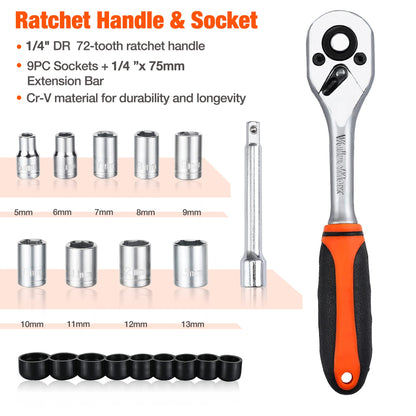 ValueMax 219-piece tool set, tool bag included, everyday tools, tool kit for household, DIY, handyman, and mechanics for home repairs or professional work.