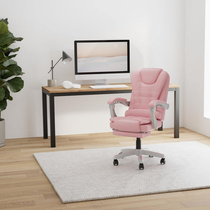 Office chair with footrest and flexible 3-point armrests - desk chair in leather-look design - ergonomic office chair with adjustable backrest for healthier sitting posture, color: Pink