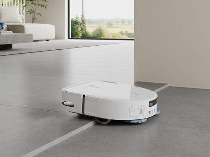 ECOVACS DEEBOT X5 Omni robot vacuum with mopping function, 12,800Pa suction power, ZeroTangle Technology, TruEdge™ Edge Mopping, 70℃ hot water mop washing, automatic lifting of the mop, self-emptying.