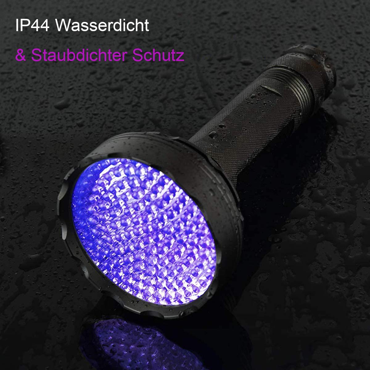 Blacklight flashlight, 128 LED UV lamp with UV protective glasses for home pet urine detectors, blacklight lamp 395nm UV light scorpion torch lamp for counterfeit money, urine from dogs, cats.