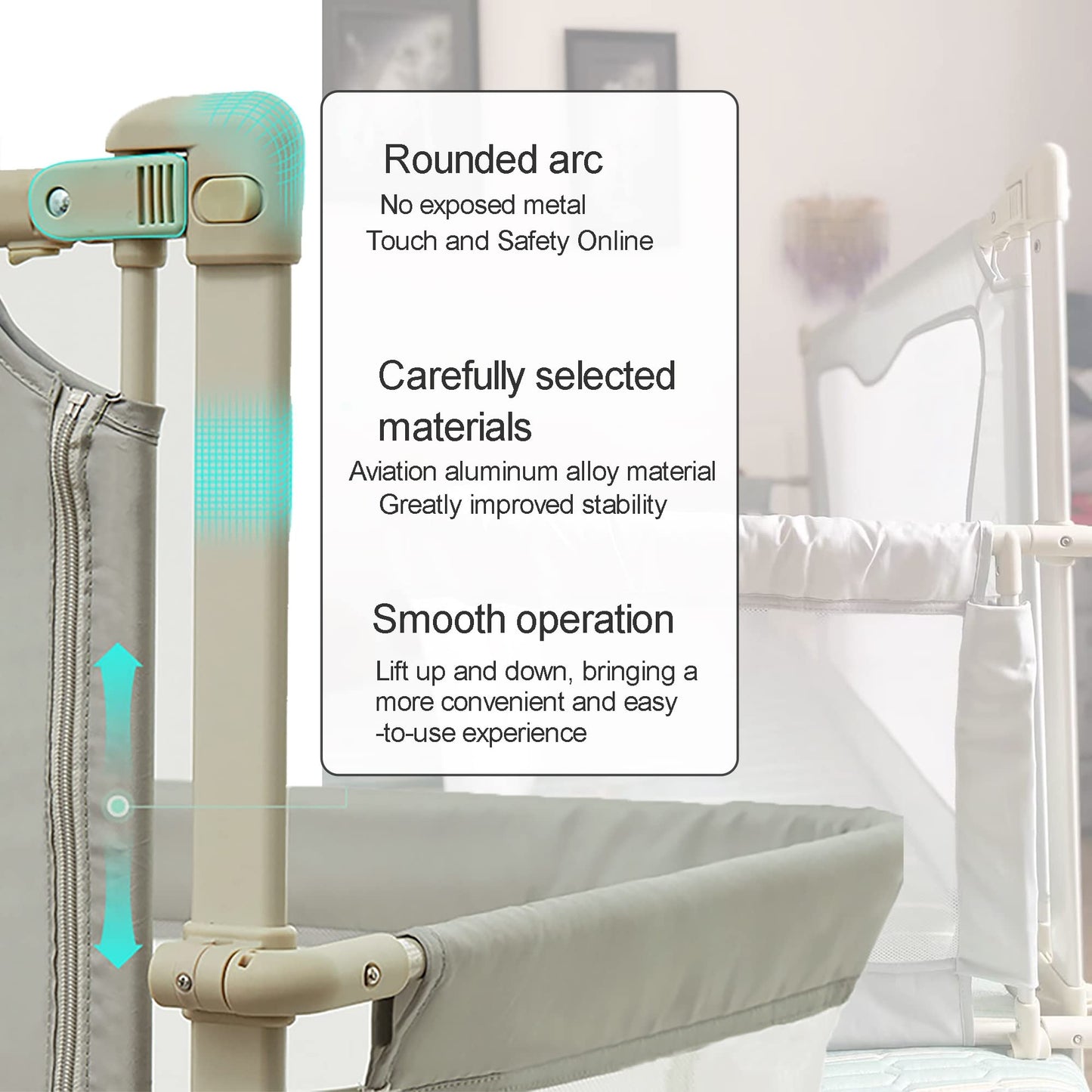 3 in 1 baby bed, baby cradle, 120x50cm, baby bed, adjustable height, bedside crib baby box spring bed, with accessories, baby playpen, baby playpen, that can be placed on the bed (Color: Light green)