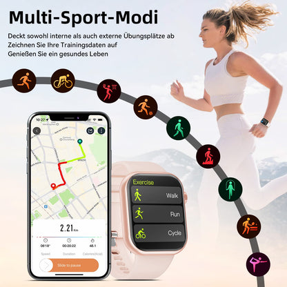 Smartwatch for women and men, 1.85" inch touchscreen smart watch with Bluetooth calls, watch for women and men with 140+ sports modes SpO2 heart rate monitor sleep tracker pedometer, wristwatch for iOS Android