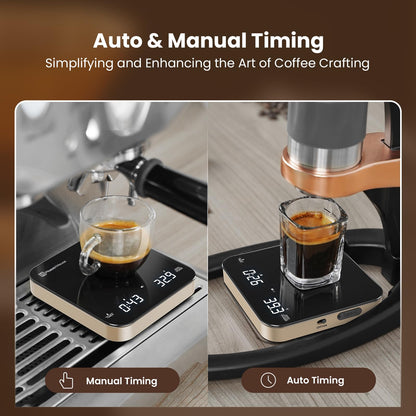 Maestri House Mini Coffee Scale with Timer, Rechargeable Espresso Scale, Precise 2kg/0.1g Scale for Espresso & Pour-Over, Portable Digital Kitchen Scale with Automatic Timing