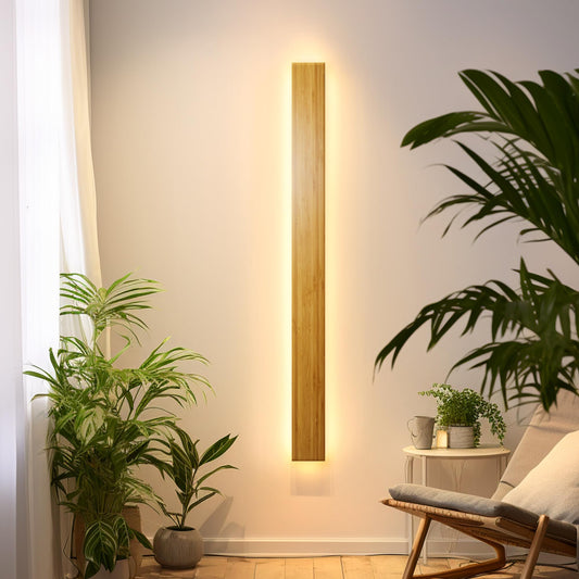 LED wall light indoor wood wall lamp bamboo wood long wall light 31W warm white 3000k lamp wood modern wall lighting for bedroom living room hallway staircase indoor lighting night light, 100cm