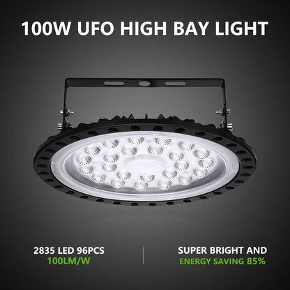 Hondony 10-Pack LED UFO Industrial Lamp, 100W LED Warehouse Light, 6500K Daylight LED High Bay Light, IP67 Waterproof UFO LED Workshop Lamp, LED Floodlight for Factory Warehouses, Stadiums, Workshops.
