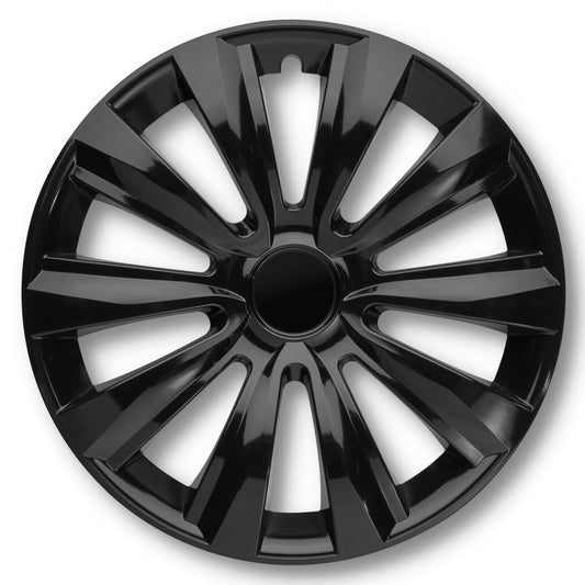 Albrecht 15 inch black wheel caps for steel rims - Delta hubcaps made of high-quality plastic - Durable wheel covers in original Albrecht packaging - Made in EU.